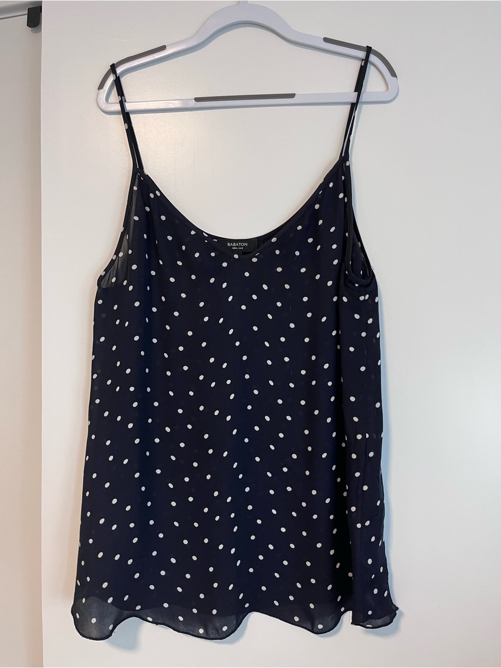 Babaton black Polka Dot Silk Cami Top